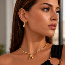 Real Gold Snake Skin Hanging Stud Earring Set  - Model 0713 E1945