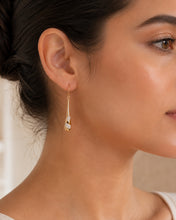 Real Gold Engraved Stones on Long Teardrop Earrings Set - Model 0492 E1953