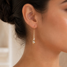 Real Gold Engraved Stones on Long Teardrop Earrings Set - Model 0492 E1953