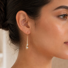 Real Gold Engraved Stones on Long Teardrop Earrings Set - Model 0492 E1953