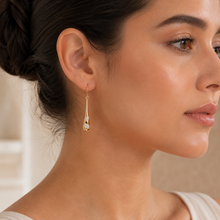 Real Gold Engraved Stones on Long Teardrop Earrings Set - Model 0492 E1953
