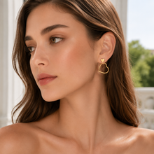 Real Gold 3D Open Inner Heart Large Drop Earrings 7692 E1971