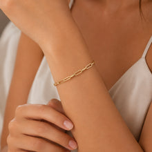Real Gold Thick Link Paper Clip Solid Chain Bracelet CVB498 (16 C.M) BR1844