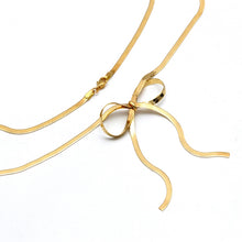 Real Gold Snake Chain Bow Design Necklace (40 C.M) 0041 N1542