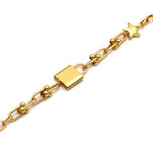 Real Gold GZTF 3D Star Charm Lock Link Bracelet (20 C.M) - Model 0036 BR1859