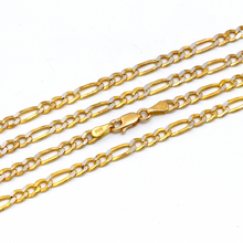  قلادة سلسلة فيجارو صلبة بلونين للجنسين من الذهب الحقيقي GZCR 7586 (50 سم) CH1241