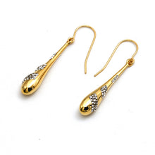 Real Gold Engraved Stones on Long Teardrop Earrings Set - Model 0492 E1953