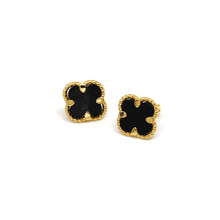 Real Gold Black Pearl Flat Stud Earrings Set - Model GZJVN0695-AC E1914