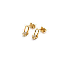 Real Gold Drop Dangler Closed Stone Earrings Set - Model 0267 E1960