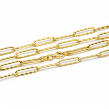 Real Gold Long Round Paper Clip Chain Necklace Link Length 1.7 C.M 9482 (40 C.M) CH1234