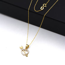 Real Gold Necklace with 2 Color Heart Arrow Design - Model 1701-YW CWP 1951