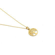 Real Gold Round Tree Necklace 0156 CWP 1935