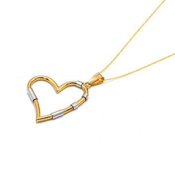 Real Gold 2 Color 3D Big Heart Necklace - Model 1726/YW CWP 2012