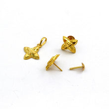 Real Gold GZLV Studs with Long Screw Tops Earring Set With Pendant SET1077