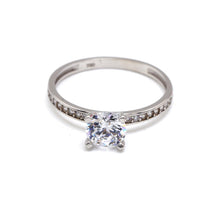 Real White Gold Luxury Solitaire Stone Ring 0233-W (Size 9) R2464