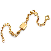 Real Gold GZTF 3D Star Charm Lock Link Bracelet (20 C.M) - Model 0036 BR1859