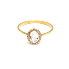 خاتم حجري بيضاوي من الذهب الحقيقي 0466 (مقاس 7) R2740