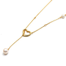 Real Gold 3D Heart with Pearl Adjustable Size Necklace (45 cm) 2488 N1508