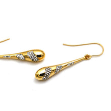 Real Gold Engraved Stones on Long Teardrop Earrings Set - Model 0492 E1953