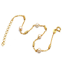 Real Gold 4 Pearl with Textured Roller Bracelet 2347 (19 C.M) BR1845