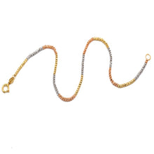 Real Gold 3-Color Luxury Textured Beads (1.55 MM) Wired Bracelet (17 cm) - Model 4065 BR1676