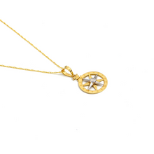 Real Gold 2 color Round Compass Star Necklace 1235-YM CWP 1921