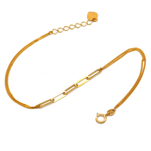 Real Gold Dual Chain Paper Clip with Dangler Heart Adjustable Size Bracelet 0113 BR1646