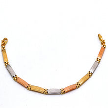 Real Gold 3-Color Maze Hoop Bracelet with Belt Chain Design (19 cm) - Model 1273 BR1683