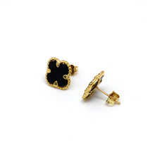 Real Gold GZVC Black Pearl Flat Stud Earring Set 0695-AC E1832
