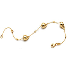 سوار ذهبي حقيقي على شكل دمعة بثلاث قطرات مع بكرة مزخرفة، مقاس قابل للتعديل (16+3 = 19 سم) 1679 BR1885