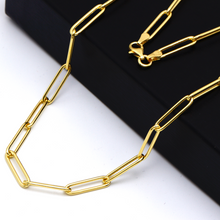 Real Gold Long Round Paper Clip Chain Necklace Link Length 1.7 C.M 9482 (50 C.M) CH1232