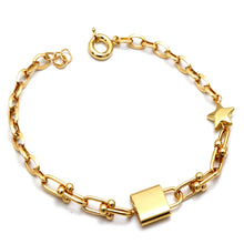 Real Gold GZTF 3D Star Charm Lock Link Bracelet (20 C.M) - Model 0036 BR1859