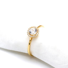 Real Gold Fine Round Spark Stone Ring 0463 (Size 8.5) R2787
