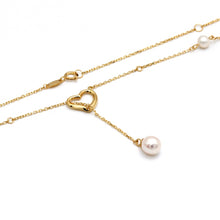Real Gold 3D Heart with Pearl Adjustable Size Necklace (45 cm) 2488 N1508