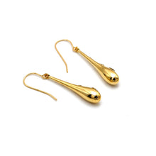 Real Gold Engraved Stones on Long Teardrop Earrings Set - Model 0492 E1953