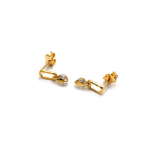 Real Gold Drop Dangler Closed Stone Earrings Set - Model 0267 E1960