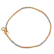 Real Gold 3-Color Luxury Textured Beads (1.55 MM) Wired Bracelet (19 cm) - Model 4065 BR1675