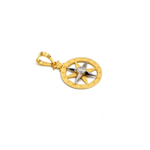 Real Gold 2 Color Round Compass Star Pendant 1235-YM P 1921