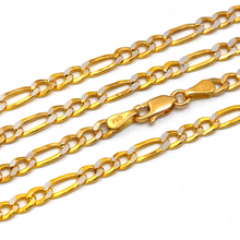  قلادة سلسلة فيجارو الصلبة بلونين من الذهب الحقيقي للجنسين CH1243 7586 GZCR (40 سم)
