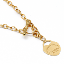 Real Gold GZTF Heart Dangler Link Chain Necklace 0046-1KL B N1388