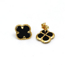 Real Gold Black Pearl Flat Stud Earrings Set - Model GZJVN0695-AC E1914