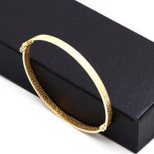 Real Gold Thick Plain Maze Hoop Bangle 0106/4 - (SIZE 19) BA1572