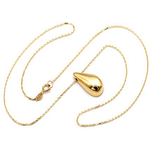 Real Gold Big One-Sided Teardrop Movable Hollow Necklace 1880 (40 C.M) N1526