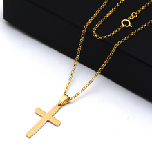 Real Gold Textured Cross Pendant With Holo Rolo Chain 1925/24 CWP 1876