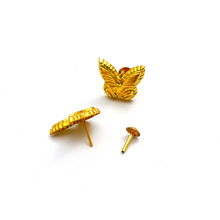 Real Gold GZVC Butterfly Studs with Long Screw Tops Perfect for Ear and Nose Piercings E1892