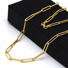 Real Gold Long Round Paper Clip Chain Necklace Link Length 1.7 C.M 9482 (50 C.M) CH1232