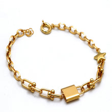 Real Gold GZTF 3D Star Charm Lock Link Bracelet (20 C.M) - Model 0036 BR1859