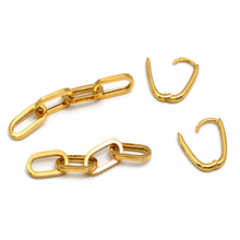 Real Gold Bigger Paper Clip Hanging Earring Set 1796 E1829
