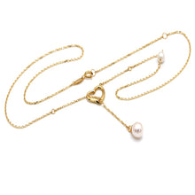 Real Gold 3D Heart with Pearl Adjustable Size Necklace (45 cm) 2488 N1508