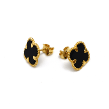 Real Gold Black Pearl Flat Stud Earrings Set - Model GZJVN0695-AC E1914